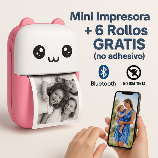 Mini Impresora + 6 Rollos GRATIS (no adhesivo)